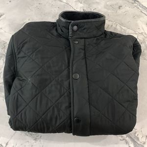Barbour quitted black zip/snap coat, size medium, fleece lined, EUC